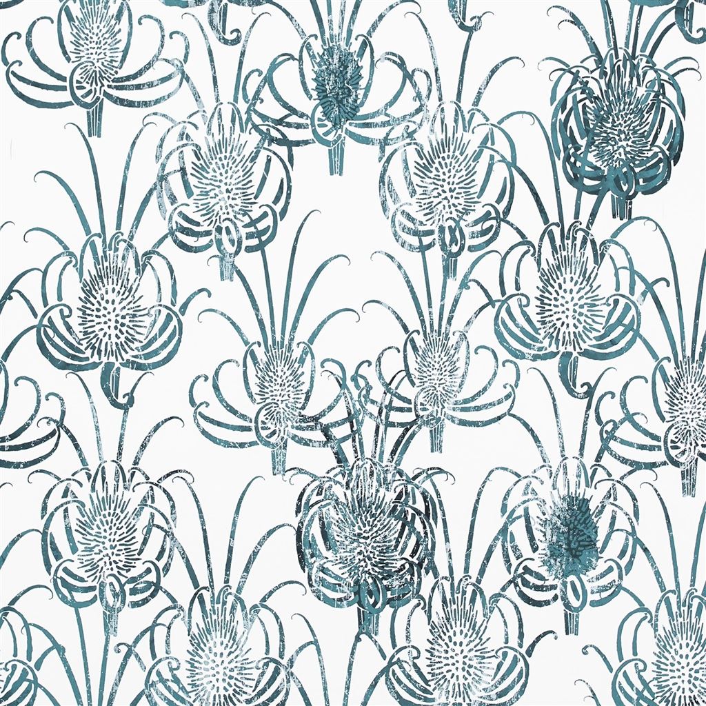 Les Centaurees Wallpaper - Bleu Paon - Christian Lacroix - PCL7027/05 - Premier Wallcovering