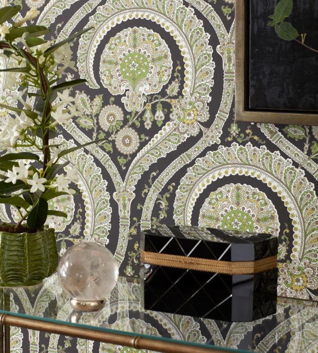 Les Indiennes Wallpaper - Red/Teal - Nina Campbell - NCW4350 - 01 - Premier Wallcovering