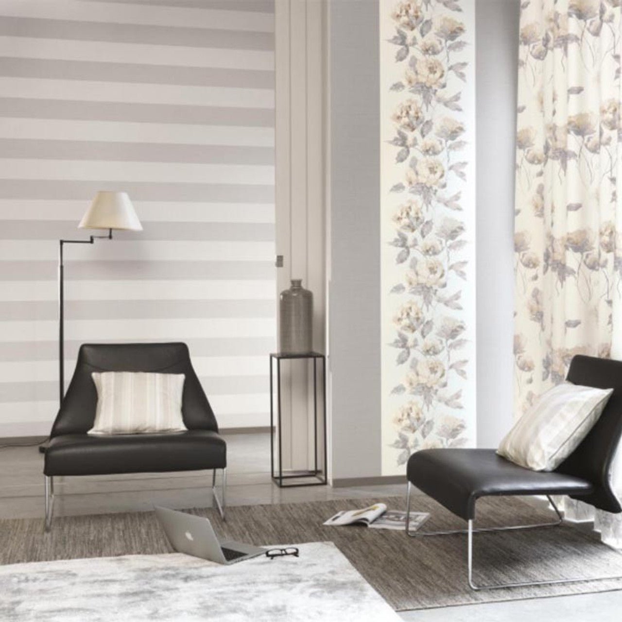 Les Rayures Williamsburg Wallpaper - Blanc/gris - Casadeco - 28460925 - Premier Wallcovering