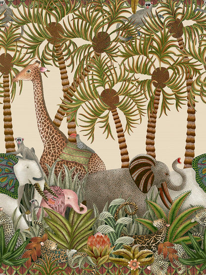 Letaba March Grasscloth Wallpaper - Spring Green & Ginger on Cream - 119/11047 - Cole & Son