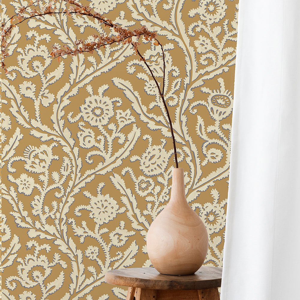 Letti Wallpaper - Mustard Yellow - Josephine Munsey - JMW-104431 - Premier Wallcovering