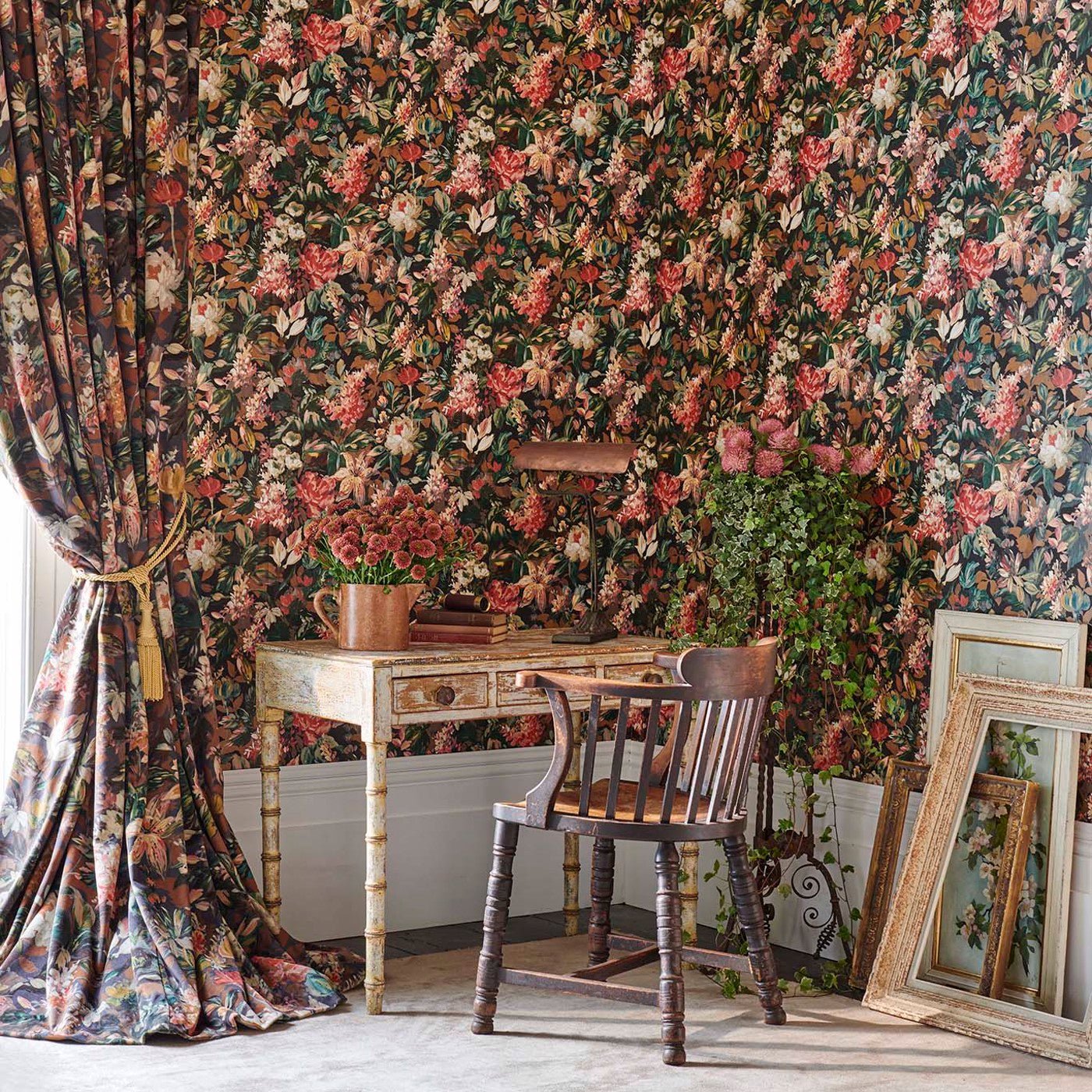 Lilum Wallpaper - Peacock - Clarke & Clarke - W0158/04 - Premier Wallcovering