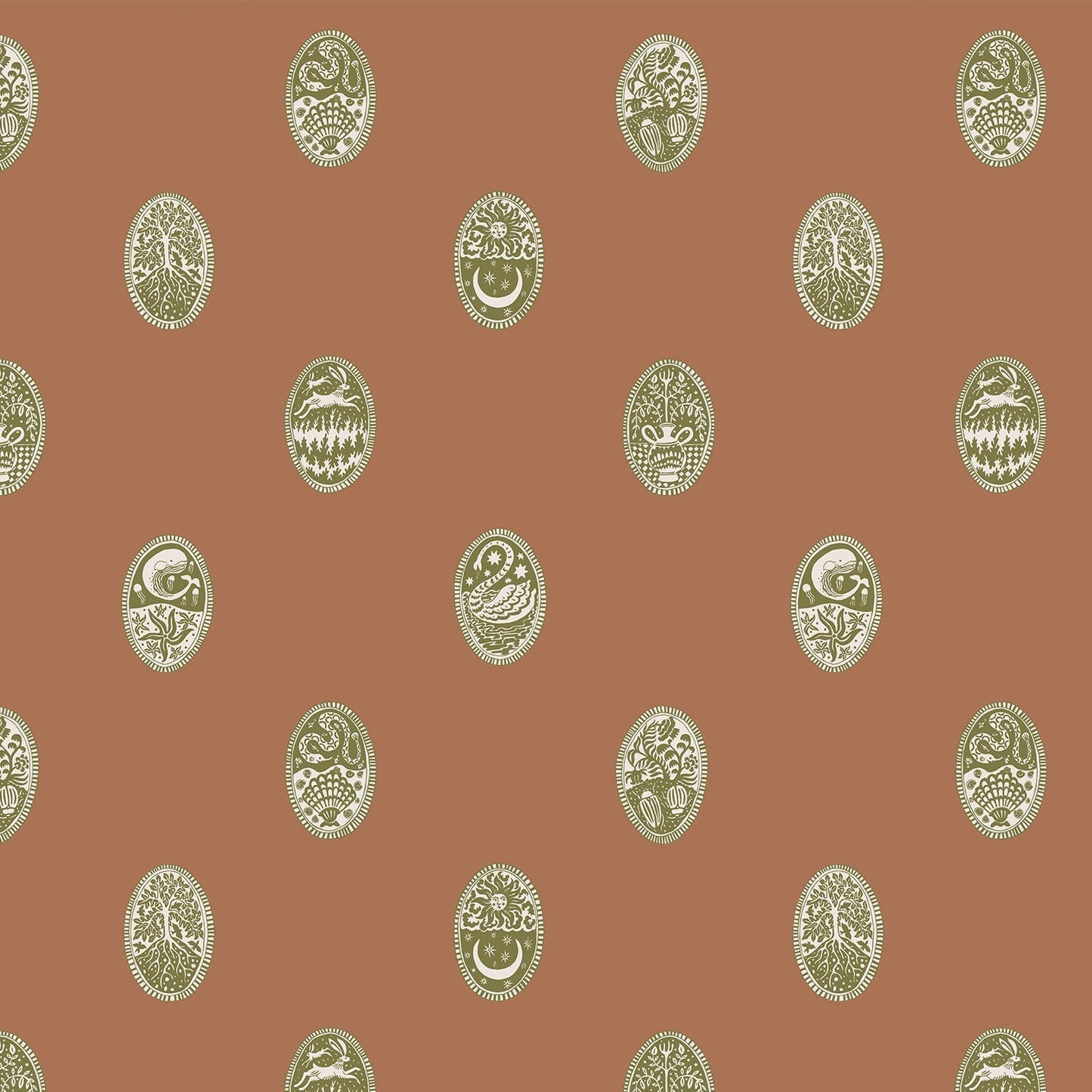 Linear Cameos Wallpaper - Sunday Clay, Trivia and Quartz - Josephine Munsey - LIN-055-032-056 - Premier Wallcovering