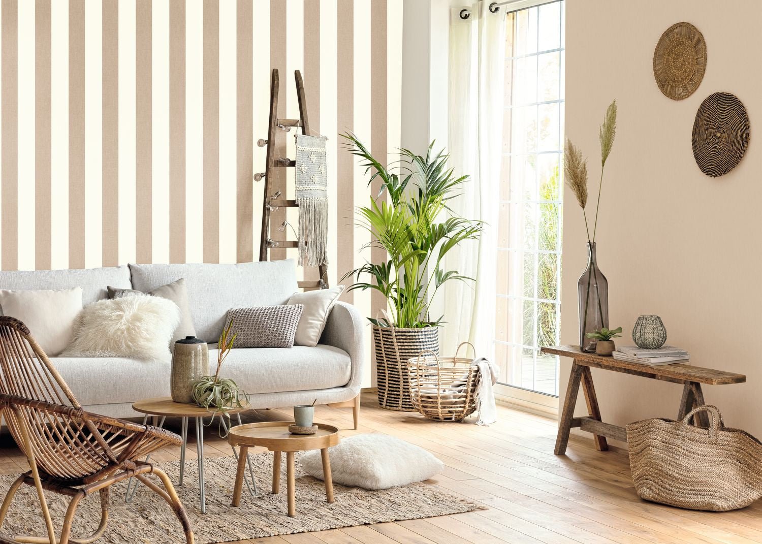 Linen Lines Wallpaper - Taupe - Caselio - 104042167