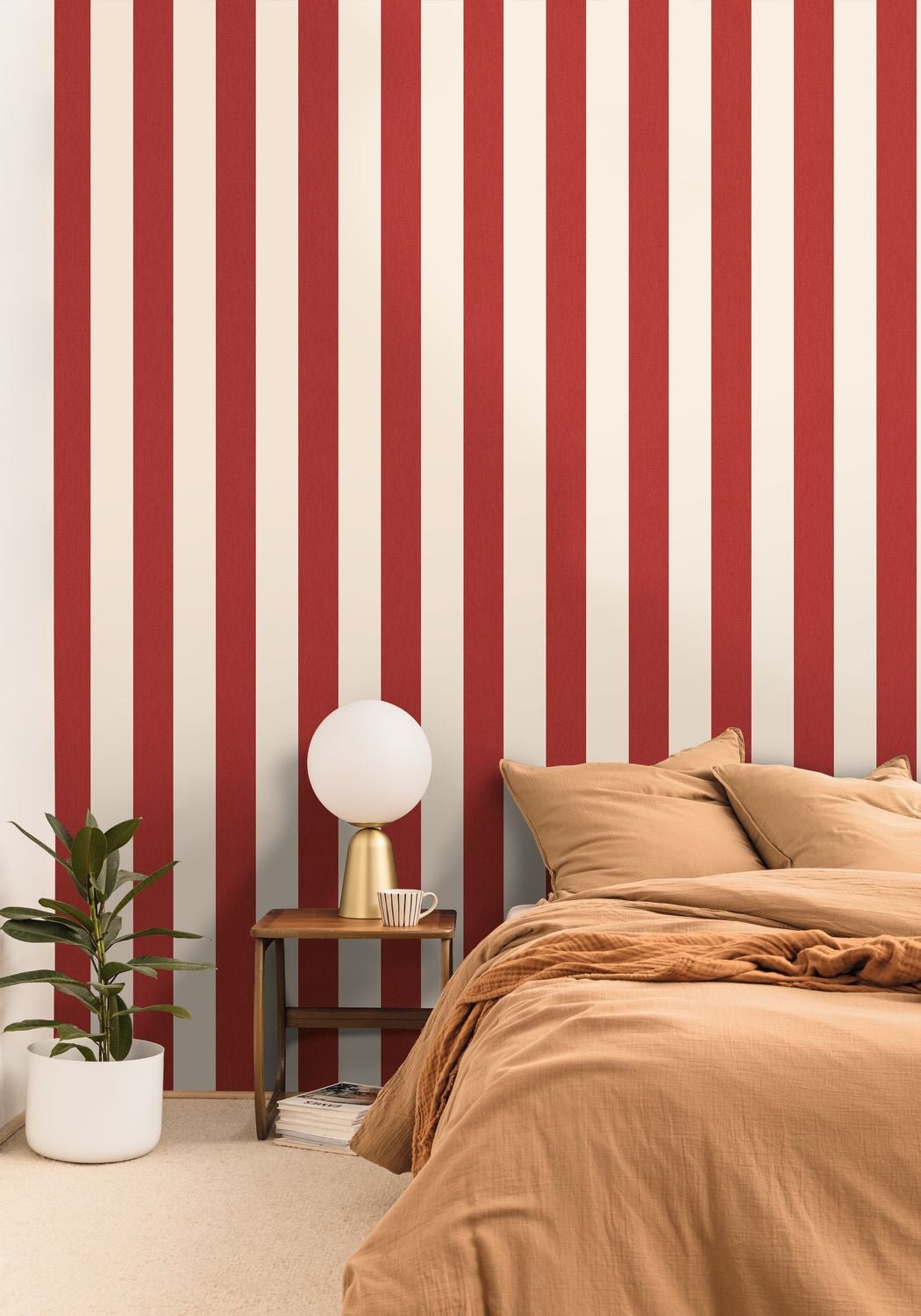 Linen Lines Wallpaper - Rouge - Caselio - 104048088