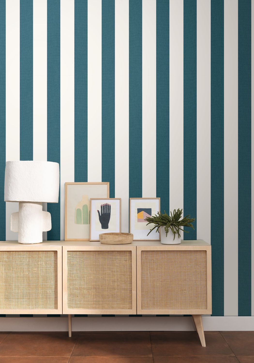 Linen Lines Wallpaper - Bleu Canard - Caselio - 104046023