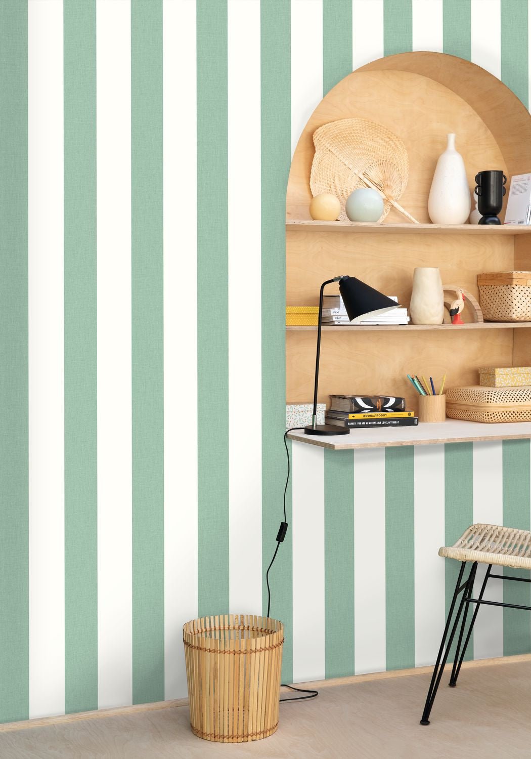 Linen Lines Wallpaper - Vert Menthe - Caselio - 104047100