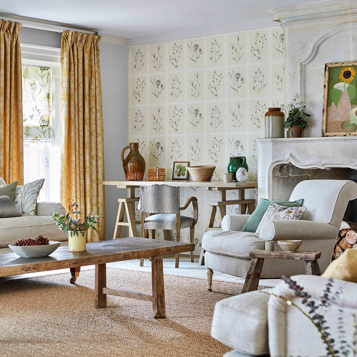 Little Thistles Wallpaper - Ecru - Sanderson - DEBB216511