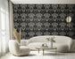 Llewelyn Bowen Damask Sauvage Wallpaper - Black - Galerie - LB25166 - Premier Wallcovering