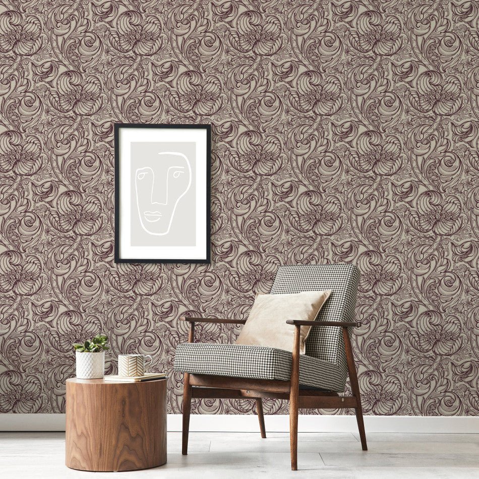 Llewelyn Bowen Down the Dilly Wallpaper - Red - Galerie - LB25115 - Premier Wallcovering