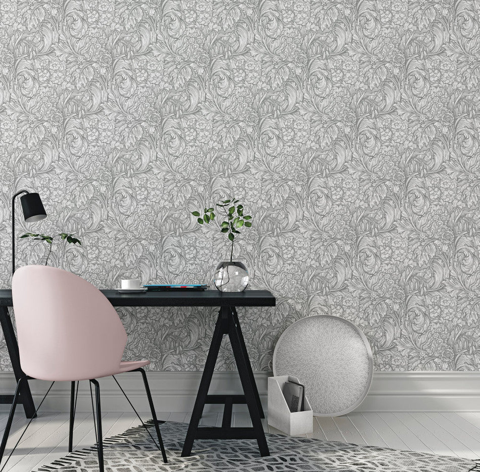Llewelyn Bowen Hedgerovia Wallpaper - Grey - Galerie - LB25137 - Premier Wallcovering