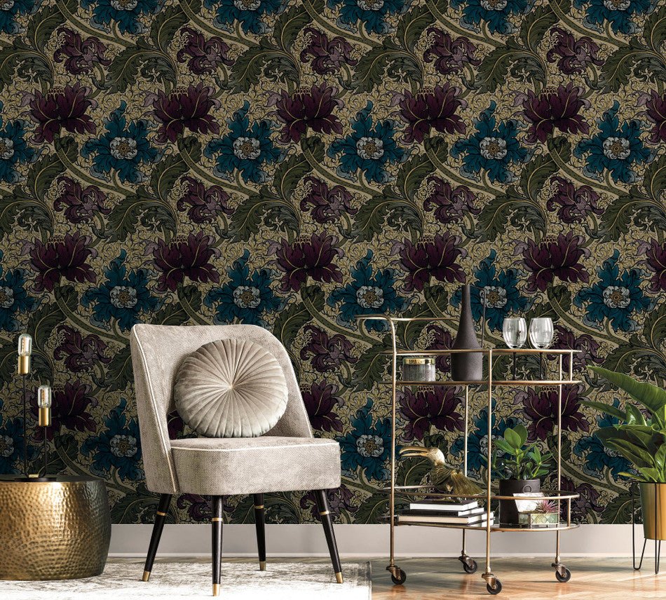 Llewelyn Bowen Morris Major Wallpaper - Green/Red - Galerie - LB25142 - Premier Wallcovering
