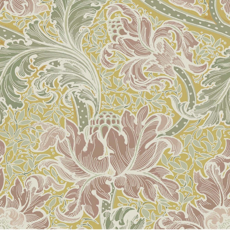 Llewelyn Bowen Morris Major Wallpaper - Yellow/Pink/Green - Galerie - LB25141 - Premier Wallcovering
