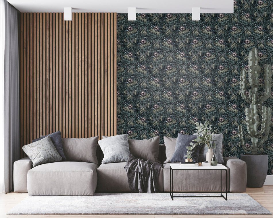 Llewelyn Bowen Rambelicious Wallpaper - Green/Purple - Galerie - LB25105 - Premier Wallcovering