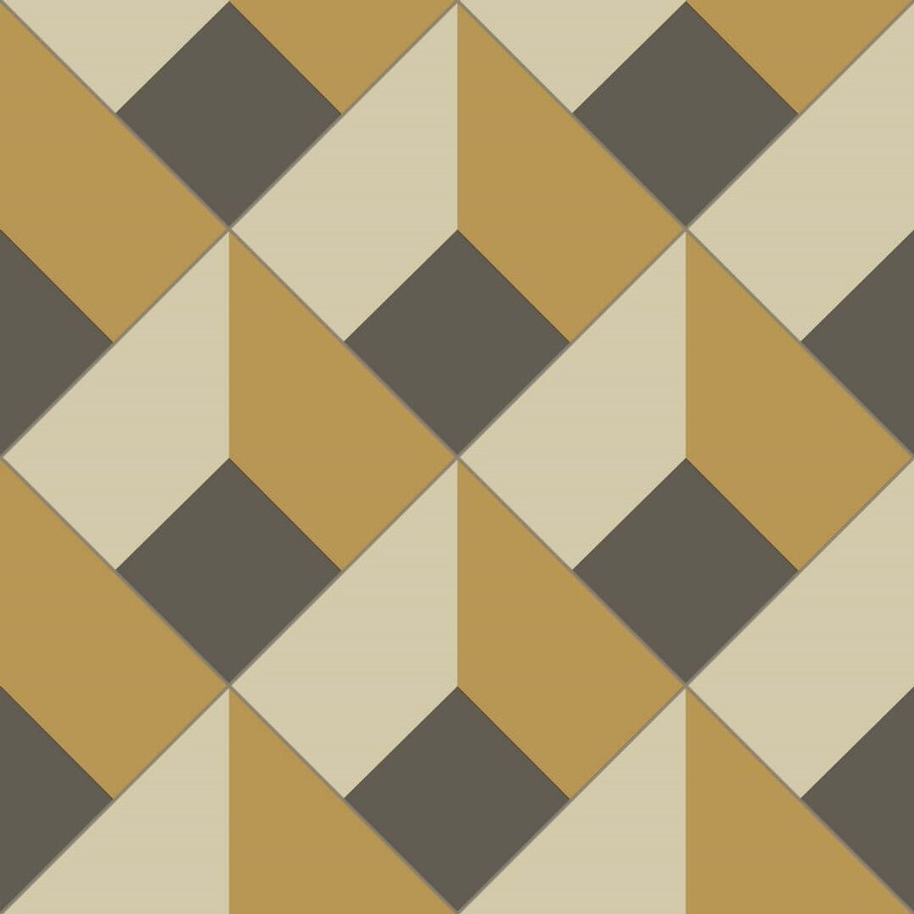 Losange Perception Wallpaper - Jaune Ocre - Casadeco - 86512404 - Premier Wallcovering