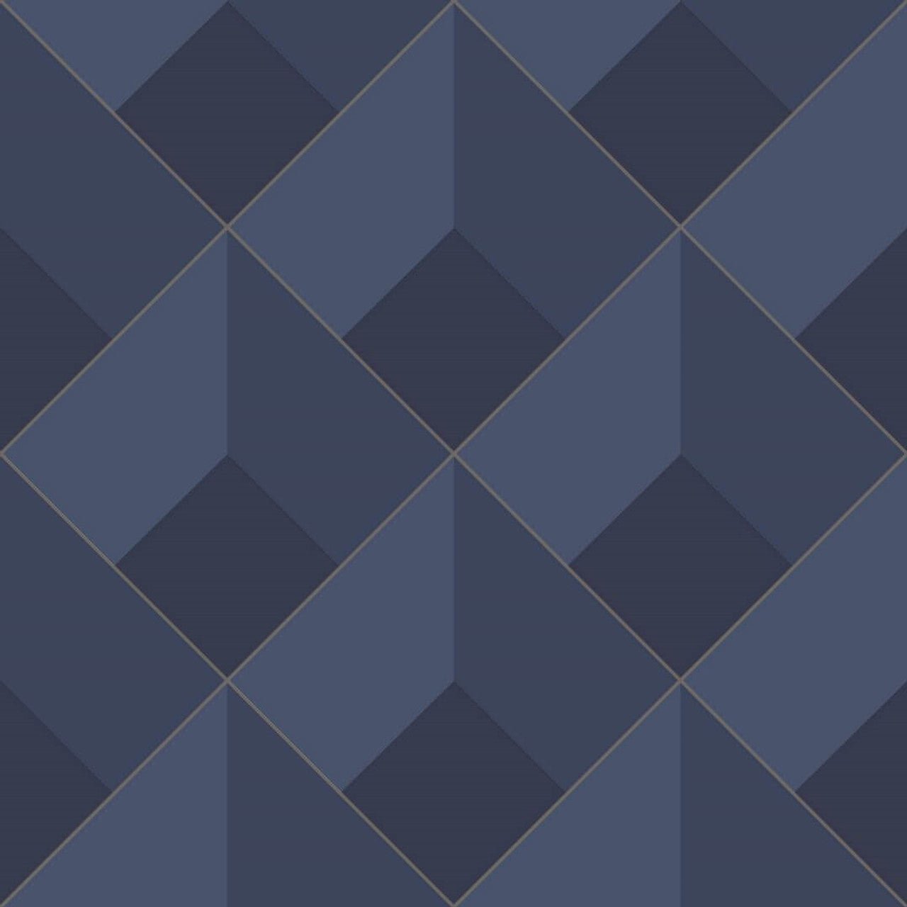 Losange Perception Wallpaper - Bleu Encre - Casadeco - 86516529 - Premier Wallcovering