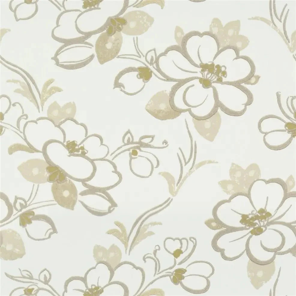 Lotus Flower Wallpaper - Oyster - P571/01 - Designers Guild