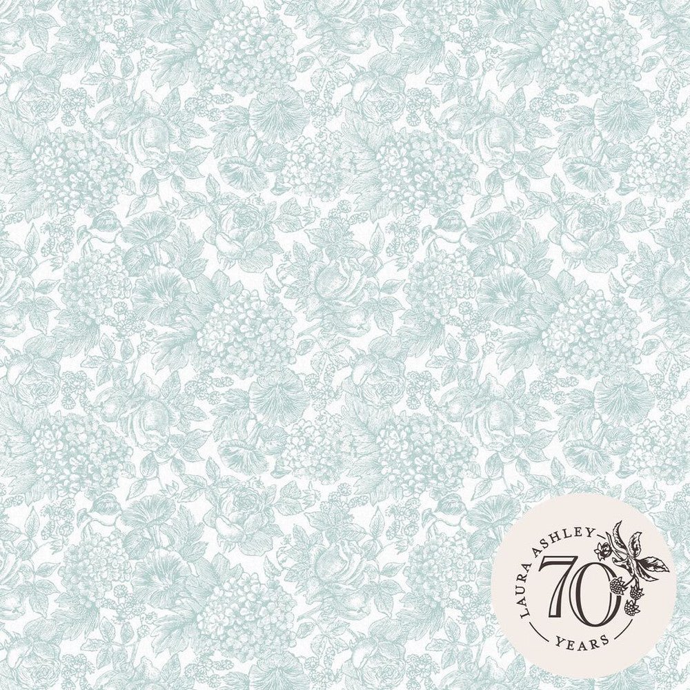 Louise Wallpaper - Duck Egg Blue - Laura Ashley - 119860 - Premier Wallcovering