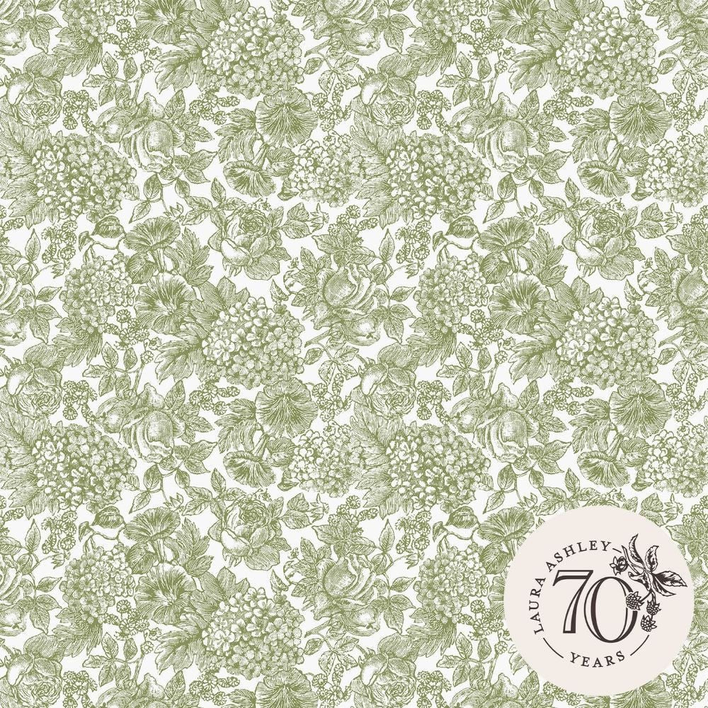 Louise Wallpaper - Moss Green - Laura Ashley - 121080 - Premier Wallcovering