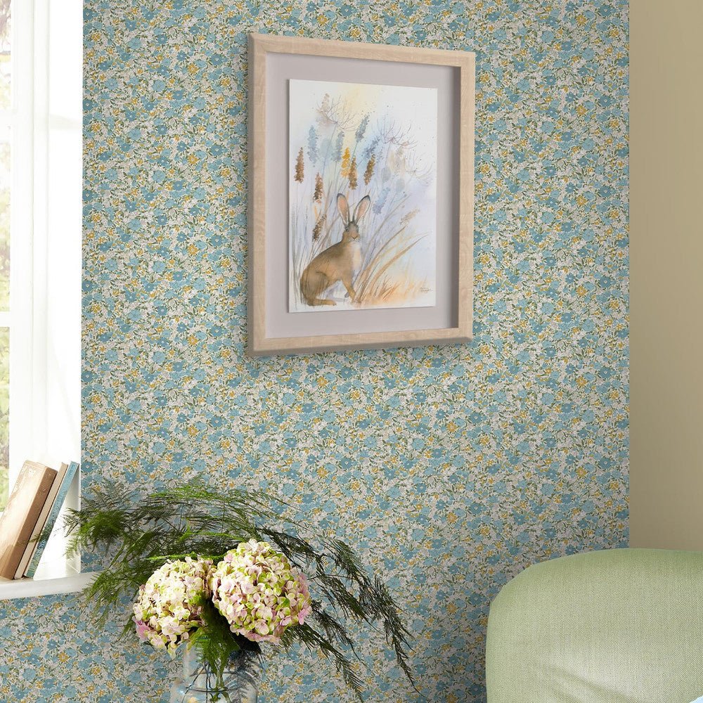 Loveston Wallpaper - Newport Blue - Laura Ashley - 121075 - Premier Wallcovering