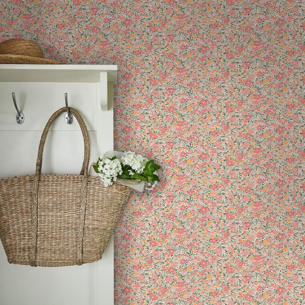 Loveston Wallpaper - Coral Pink - Laura Ashley - 121076 - Premier Wallcovering