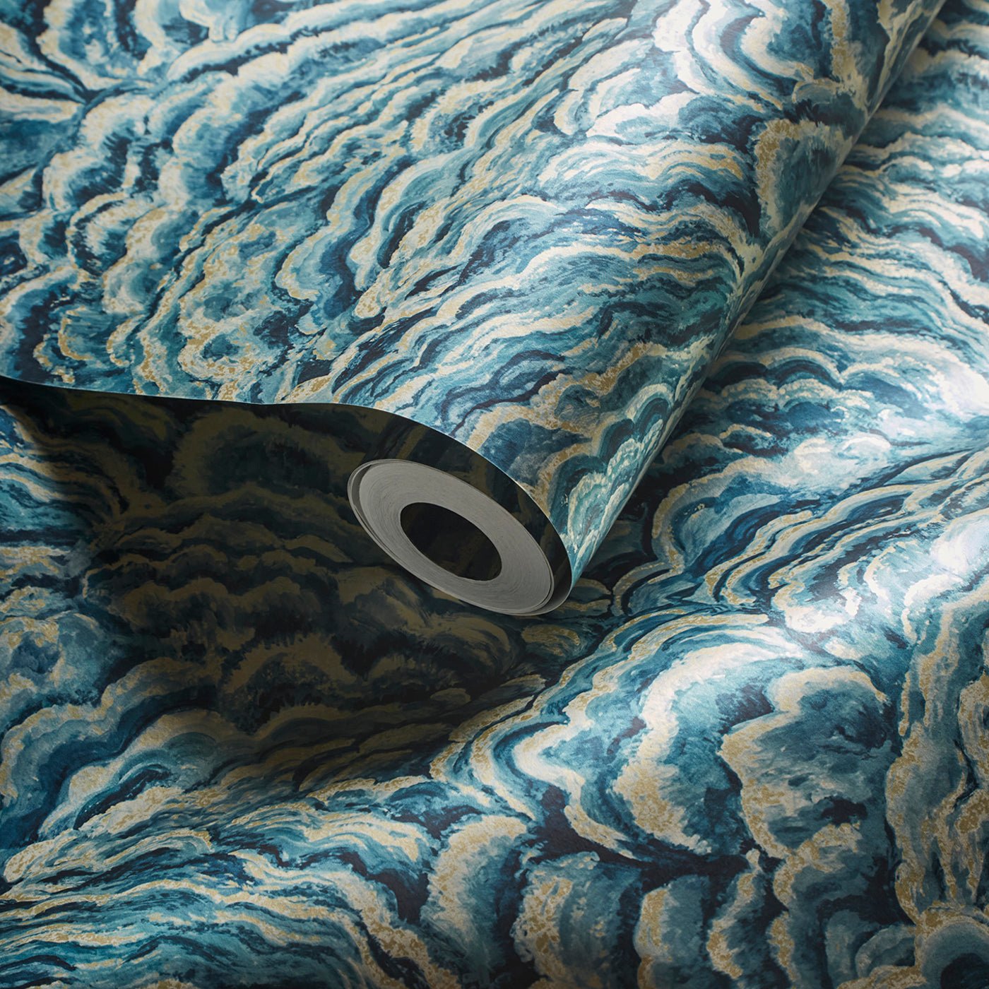 Lumino Wallpaper - Kingfisher/Gilver - Clarke & Clarke - W0142/03 - Premier Wallcovering