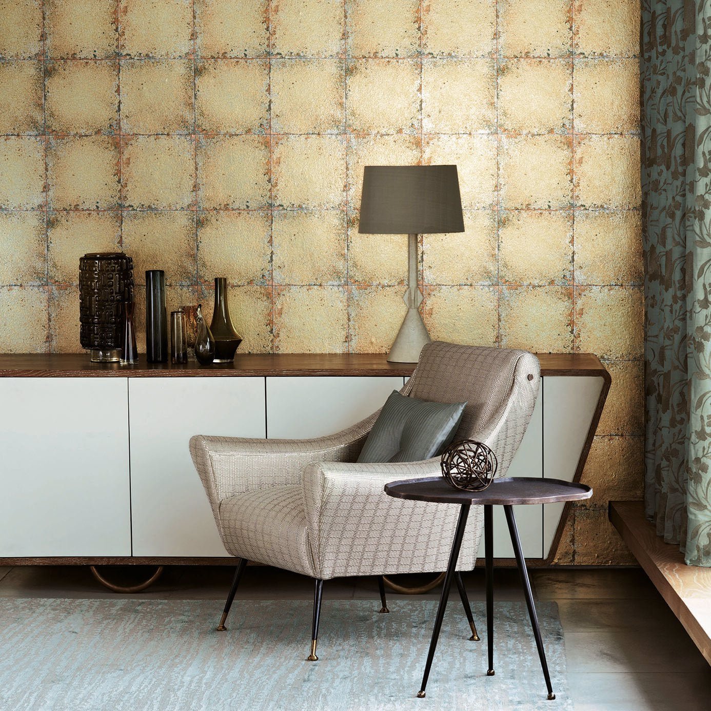 Lustre Tile Wallpaper - Gold - ZTOT312831 - Zoffany