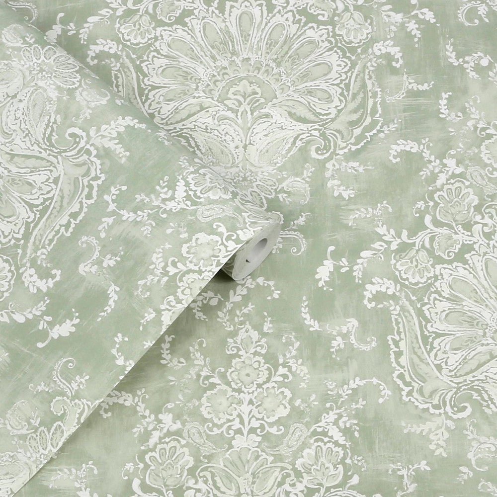Maddox Wallpaper - Sage - Laura Ashley - 130105 - Premier Wallcovering