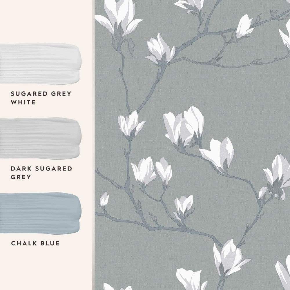 Magnolia Grove Wallpaper - Slate - Laura Ashley - 113354 - Premier Wallcovering