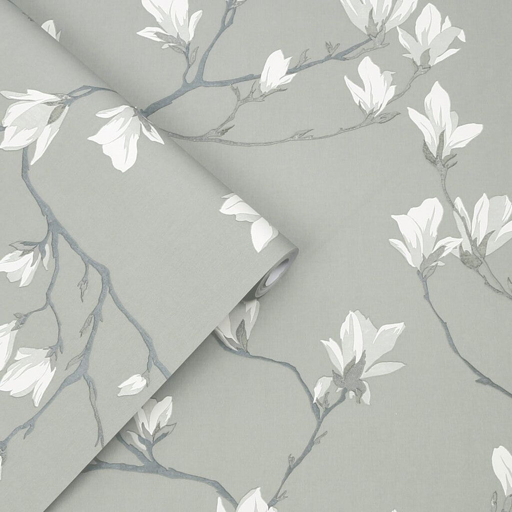 Magnolia Grove Wallpaper - Slate - Laura Ashley - 113354 - Premier Wallcovering