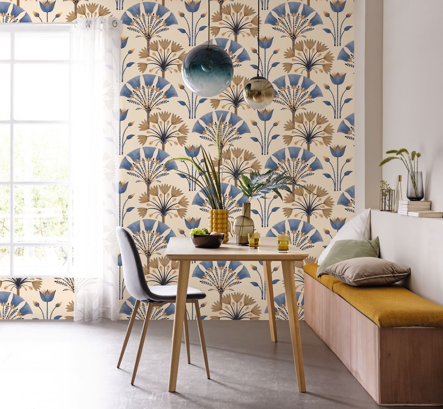 Majestic Wallpaper - Bleu Canard - Caselio - 105276142