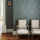 Malmaison Damask Wallpaper - Teal - Zoffany - ZCON311998 - Morris Wallpaper