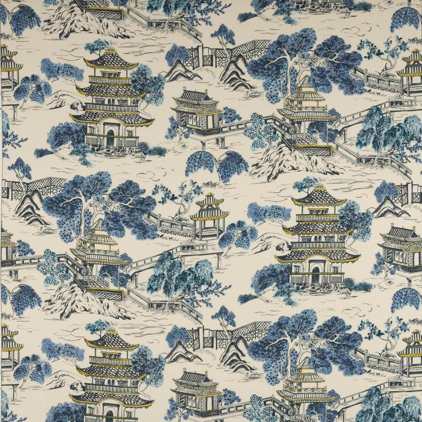 Mandarin Fabric - Bleu de Chine - Manuel Canovas - M4153-03 - Premier Wallcovering