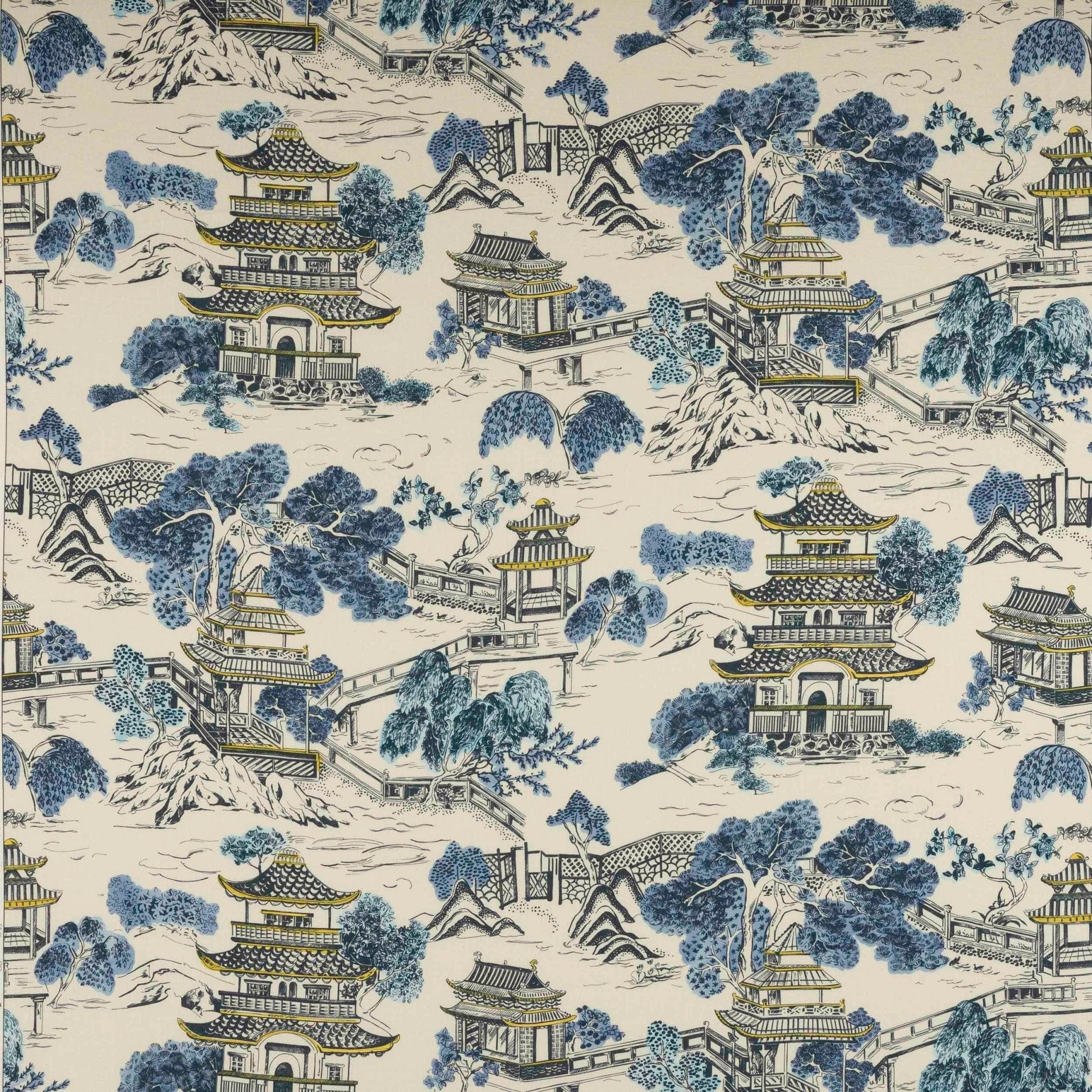 Mandarin Fabric - Bleu de Chine - Manuel Canovas - M4153-03 - Premier Wallcovering
