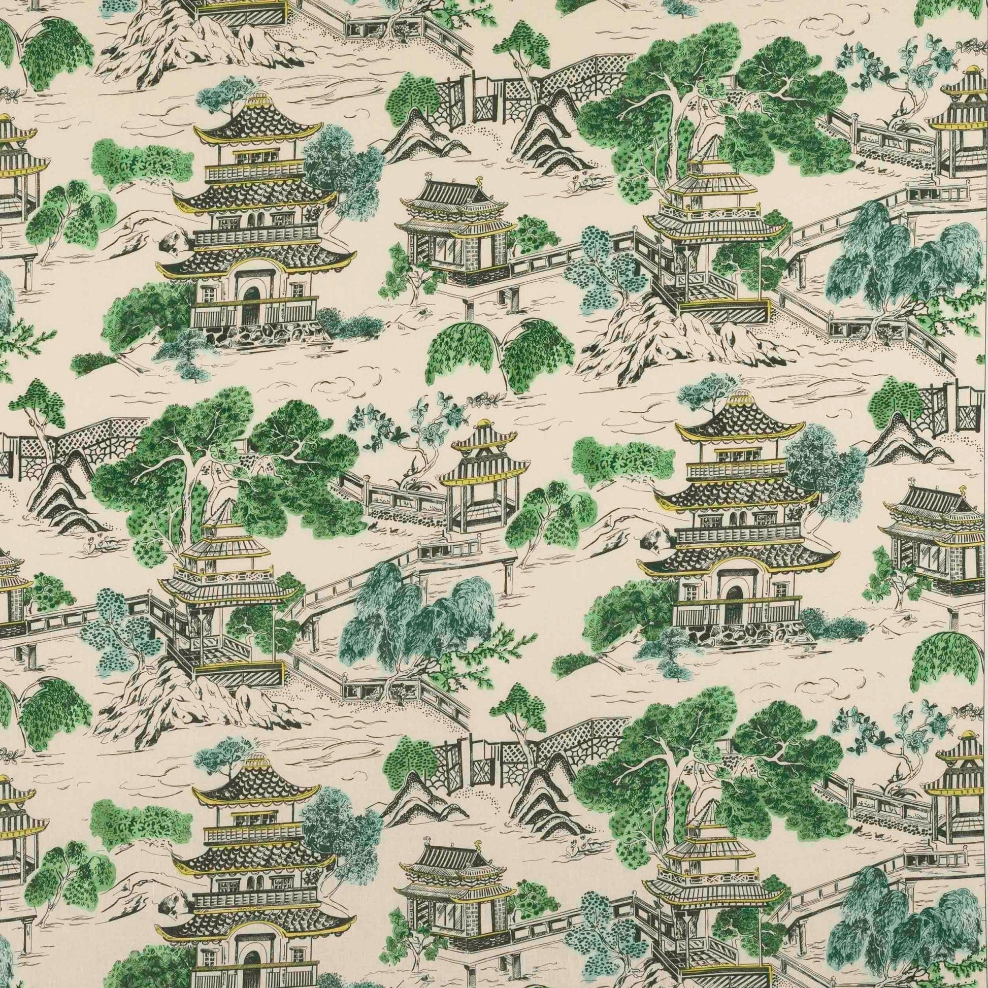 Mandarin Fabric - Vert d'Eau - Manuel Canovas - M4153-02 - Premier Wallcovering