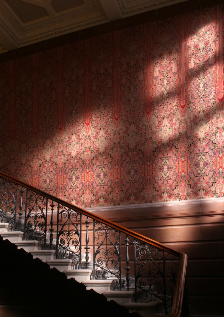 Marble Damask Wallpaper Panels - Red - Timorous Beasties - ROR/MDAM/MICA/03 - Premier Wallcovering