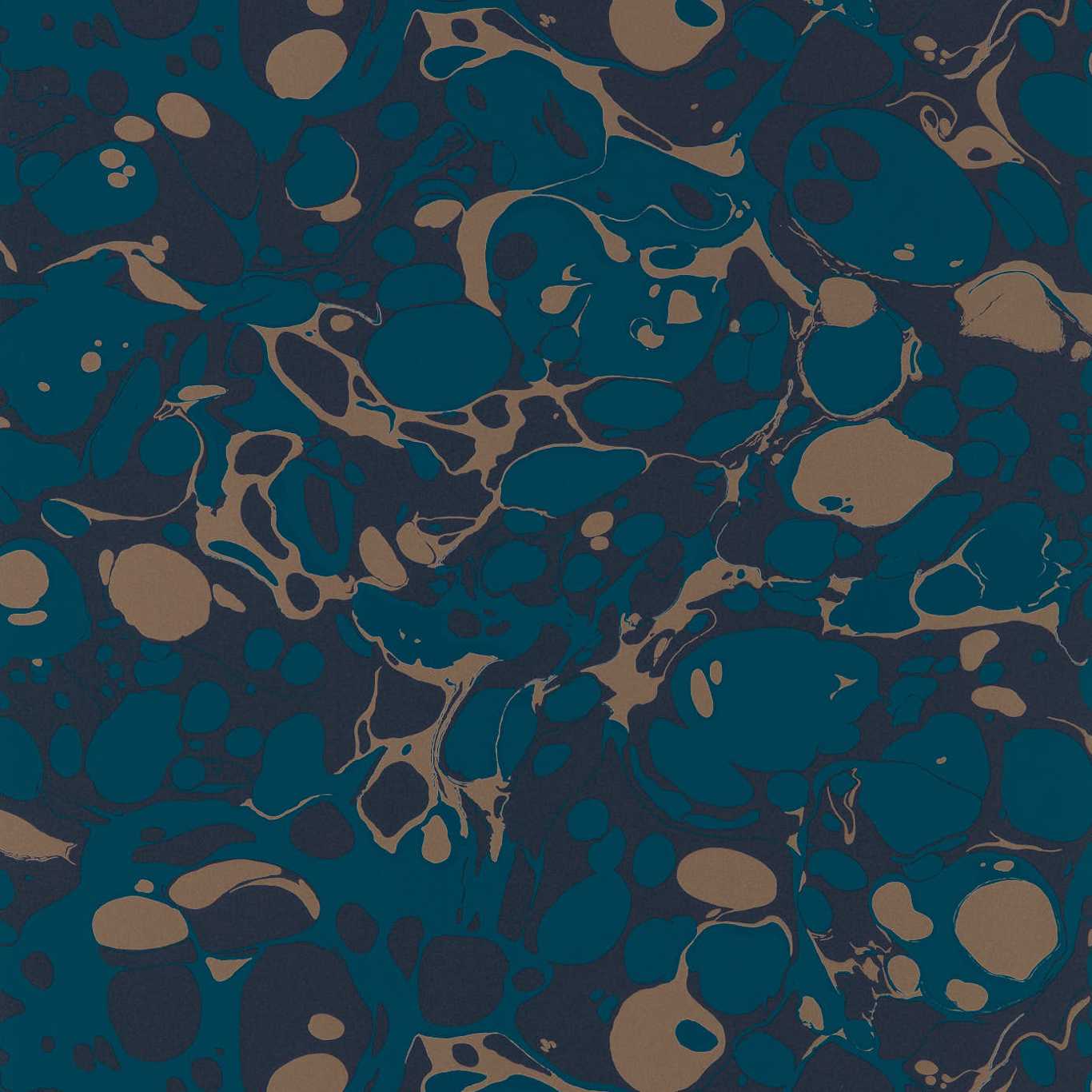 Marble Wallpaper - Azurite/ Copper/Japanese Ink - Harlequin - HQN2112837 - Premier Wallcovering