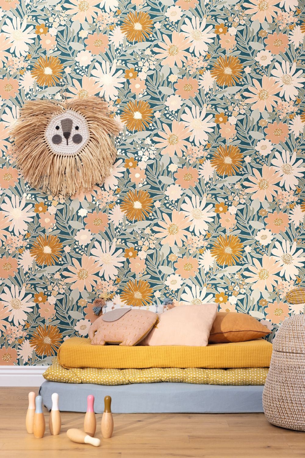 Marguerite Wallpaper - Bleu Nuit Rose - Caselio - 104436498