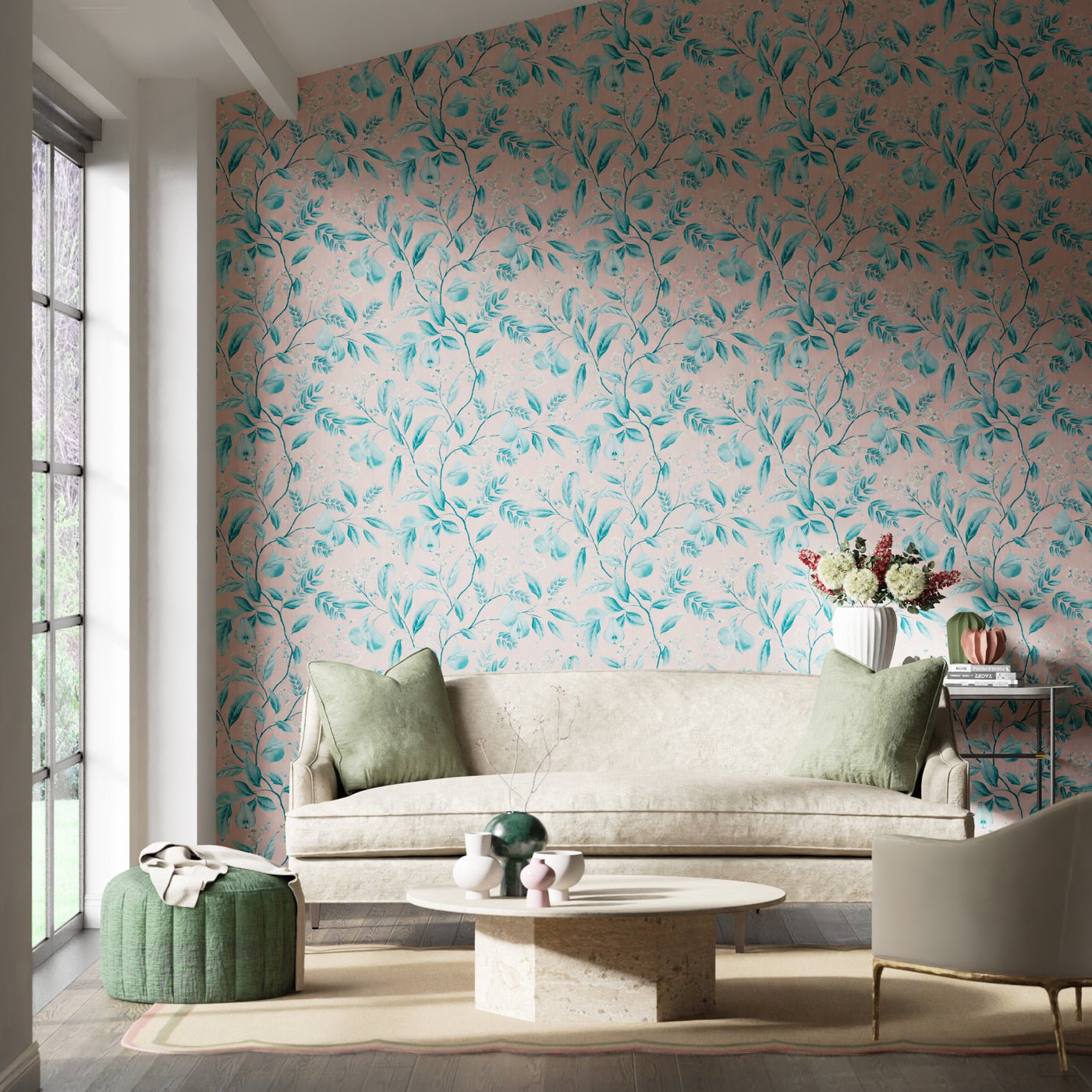 Marie Wallpaper - Rose/ Lagoon - Harlequin - HDHW112910