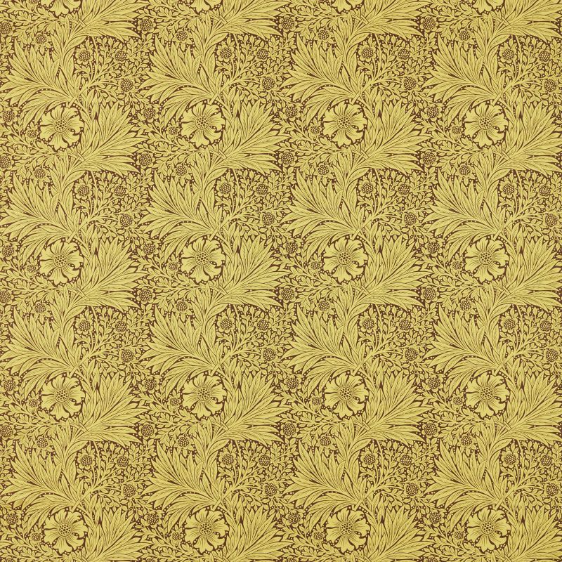 Marigold Fabric - Summer Yellow/Chocolate - Morris & Co - 226983 - Premier Wallcovering
