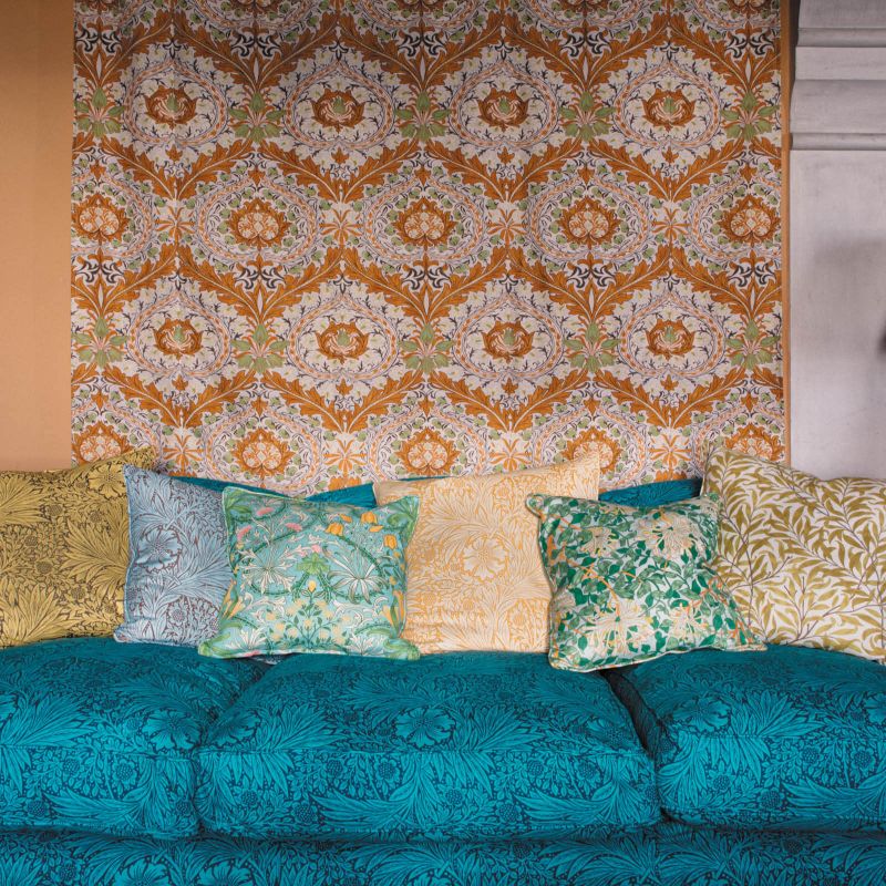 Marigold Fabric - Orange/Pink - Morris & Co - 226844 - Premier Wallcovering