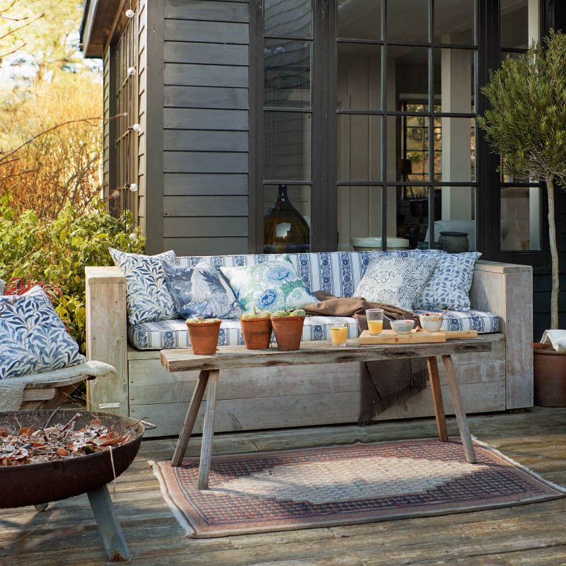 Marigold Outdoor Fabric - Mineral Blue - Morris & Co - 227102 - Premier Wallcovering