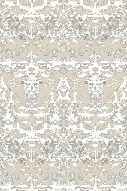 Marine Toile Wallpaper - Taupe - Timorous Beasties - TB/MTOIL/FIB/01 - Premier Wallcovering