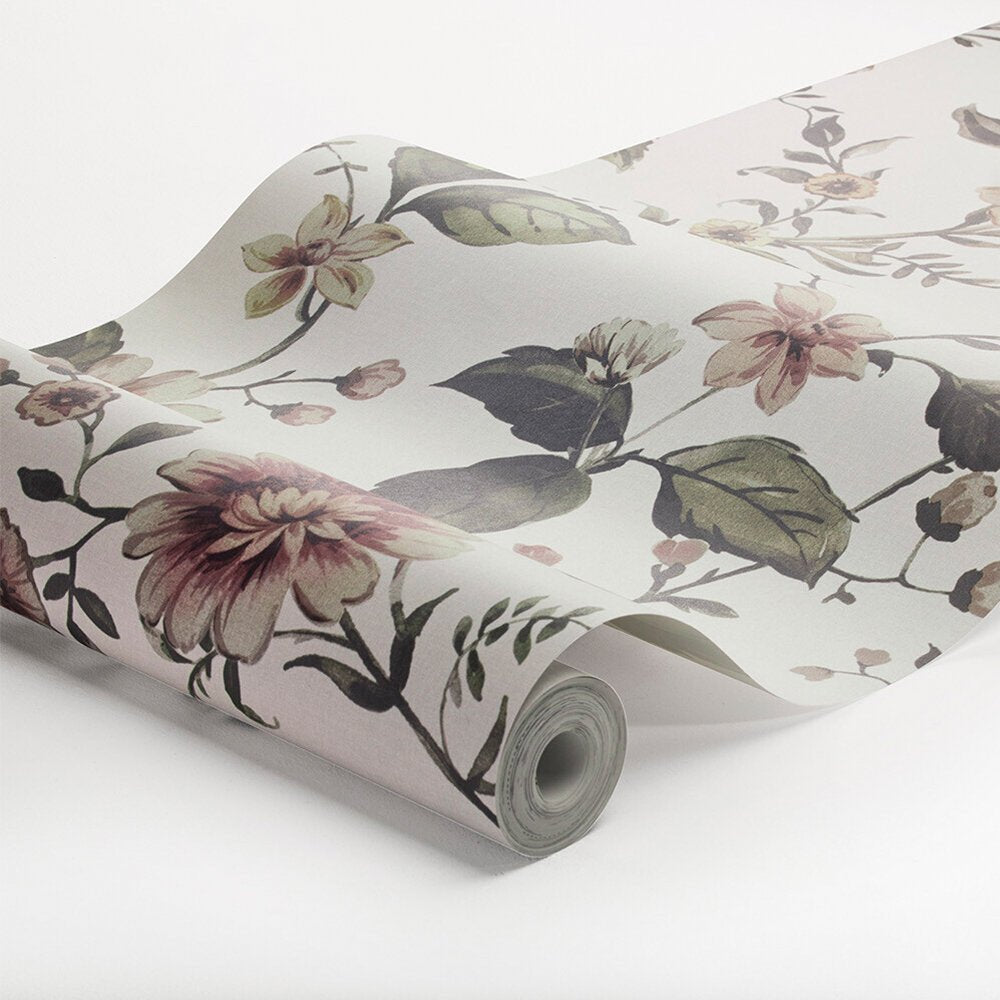 Marion's Mural Wallpaper - Pink/ Green/ White - Boråstapeter - 3592 - Premier Wallcovering