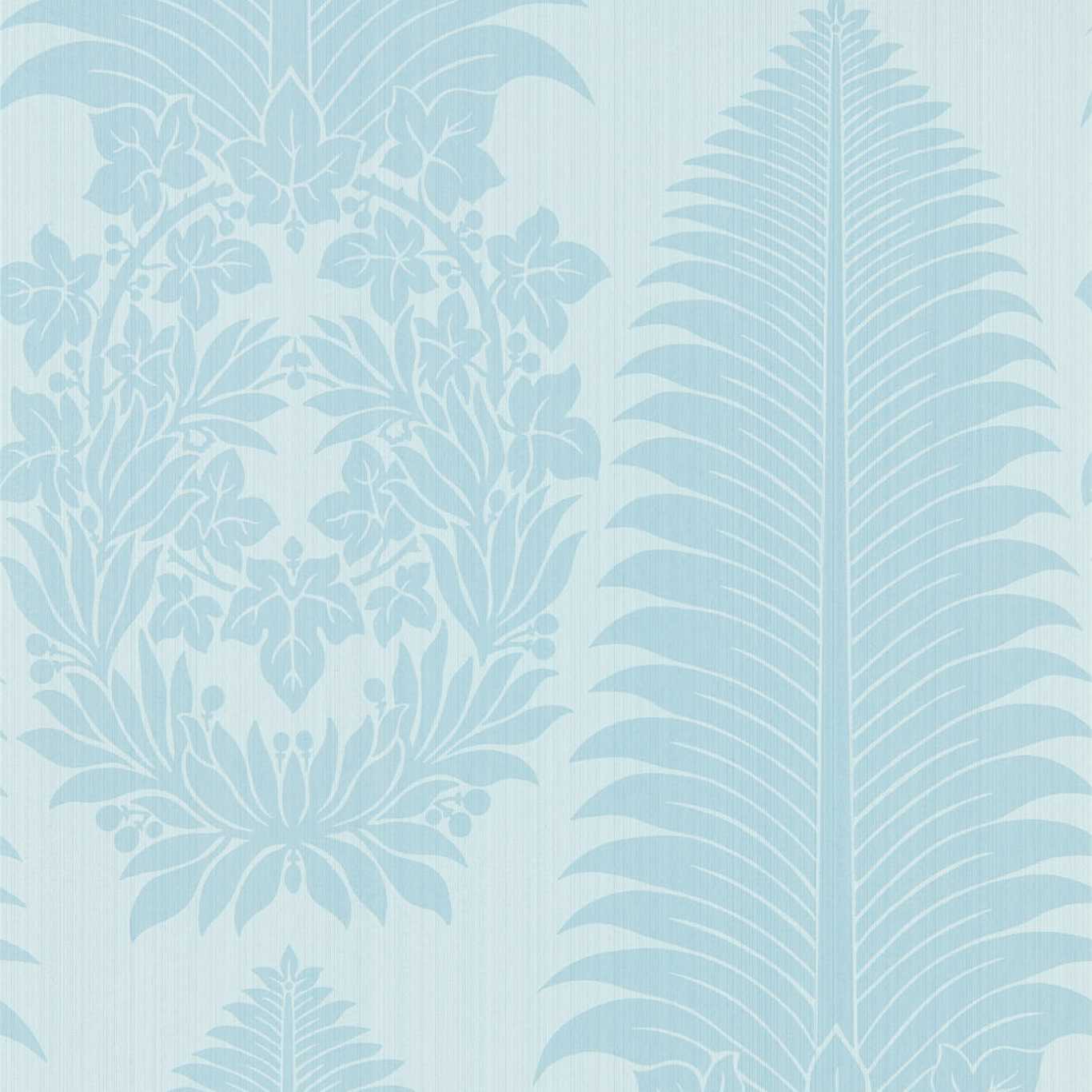 Marsden's Palm Damask Wallpaper - Blue Stone - Zoffany - ZCOT313023 - Morris Wallpaper