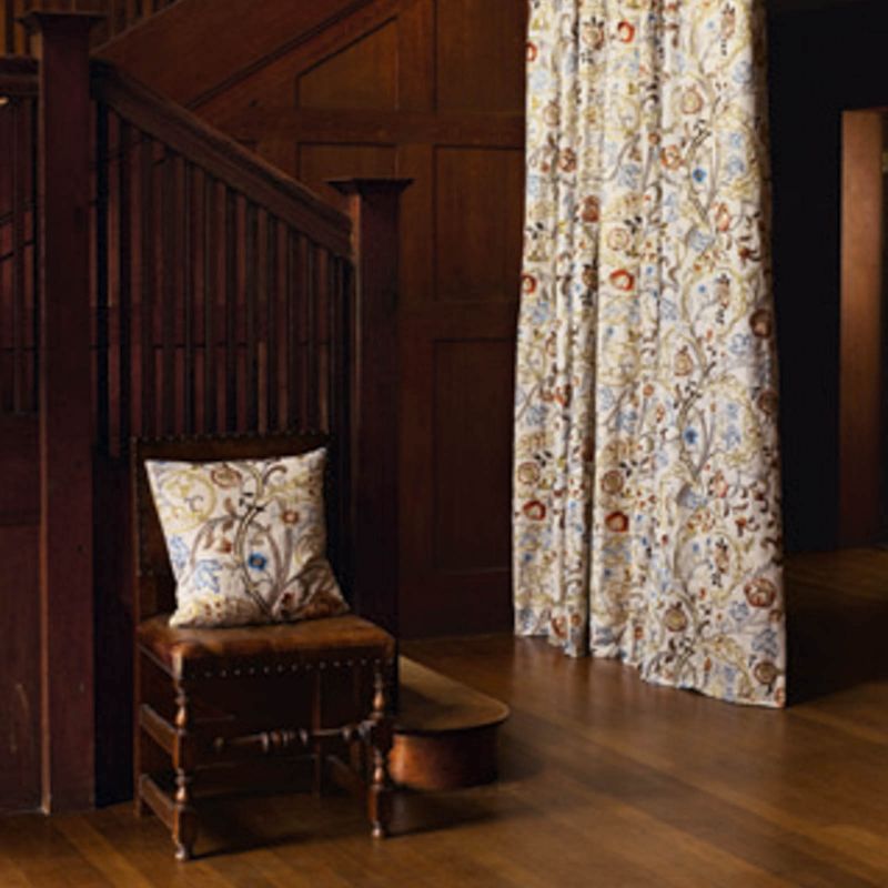 Mary Isobel Embroidery Fabric - Russet/Olive - Morris & Co - 230340 - Premier Wallcovering