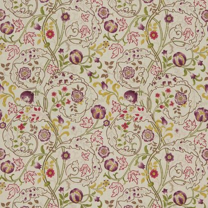 Mary Isobel Fabric - Wine/Linen - Morris & Co - DMCOMA201 - Premier Wallcovering