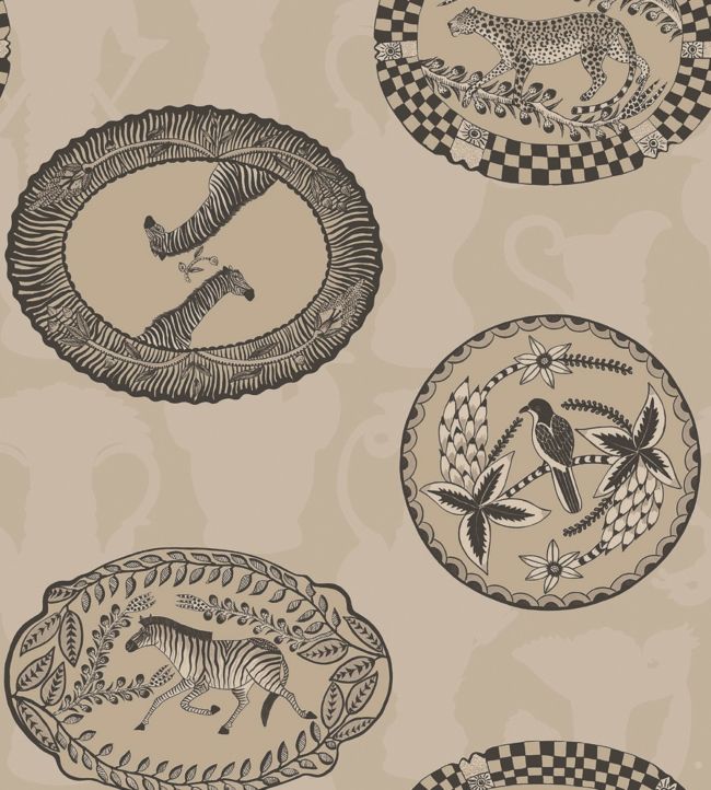 Matrinah Wallpaper - Metallic Gilver & Charcoal on Linen - 109/4020 - Cole & Son - Premier Wallcovering