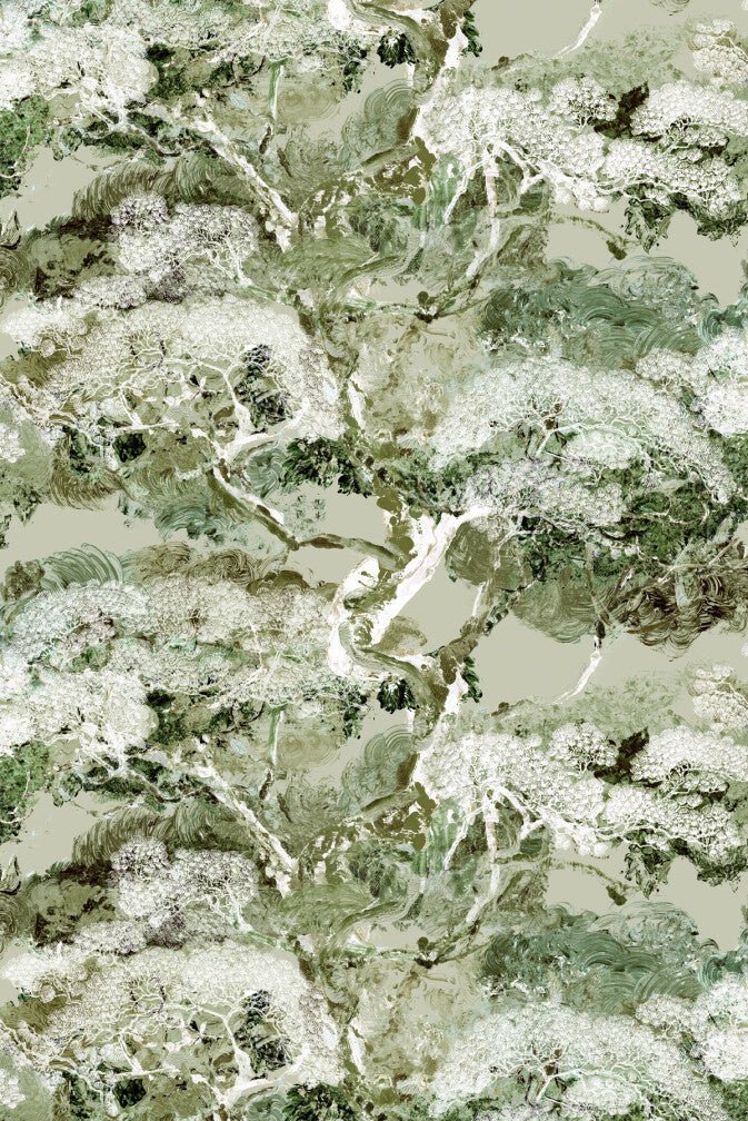 Matzu Tree Fabric - Sage Smirch - Timorous Beasties - DIGIP/MATZ/LU/02 - Premier Wallcovering