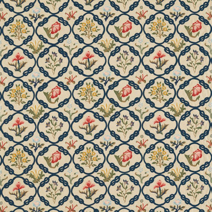 Mays Coverlet Fabric - Indigo/Rose - Morris & Co - 237308 - Premier Wallcovering